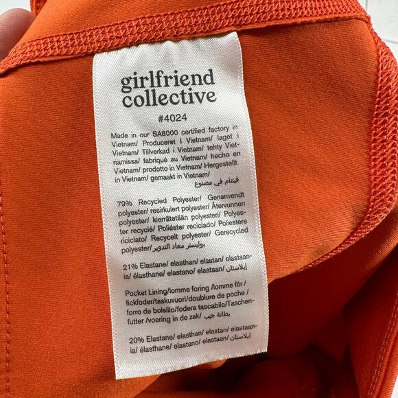 Girlfriend Collective Leggings Womens Small Orange Compressive High Rise Pocket - Picture 5 of 11